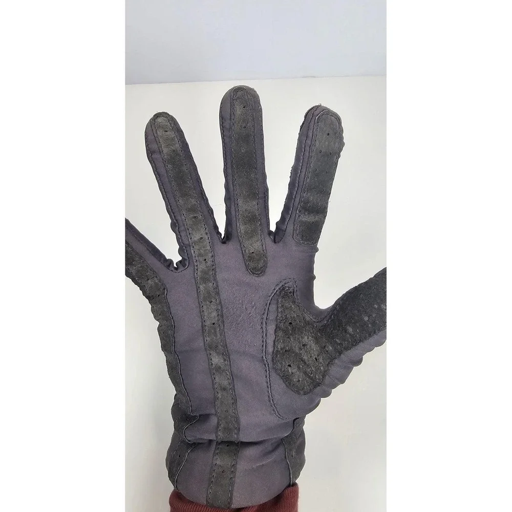Vintage Isotoner Women's Winter Gloves Gray Leather‎ Grip Insulated Medium